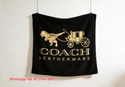 Coach T-Rex Carriage Gold Monogram Flannel Throw Blanket C027